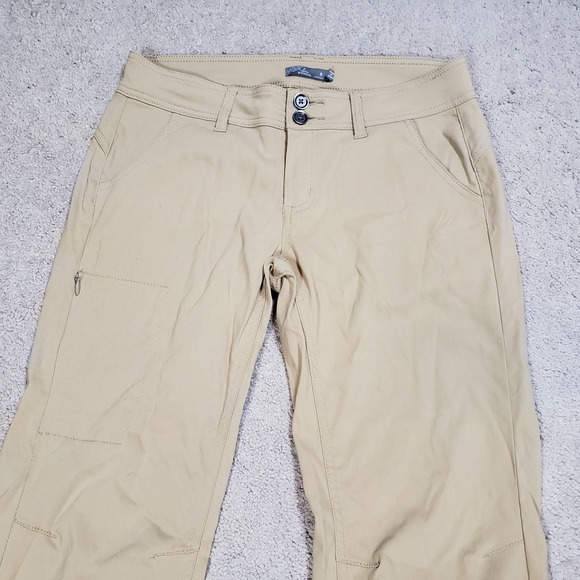 Prana Halle Hiking Pants Women's 6 Tan Low Rise Straight Stretch Roll Up Hem - Picture 3 of 13